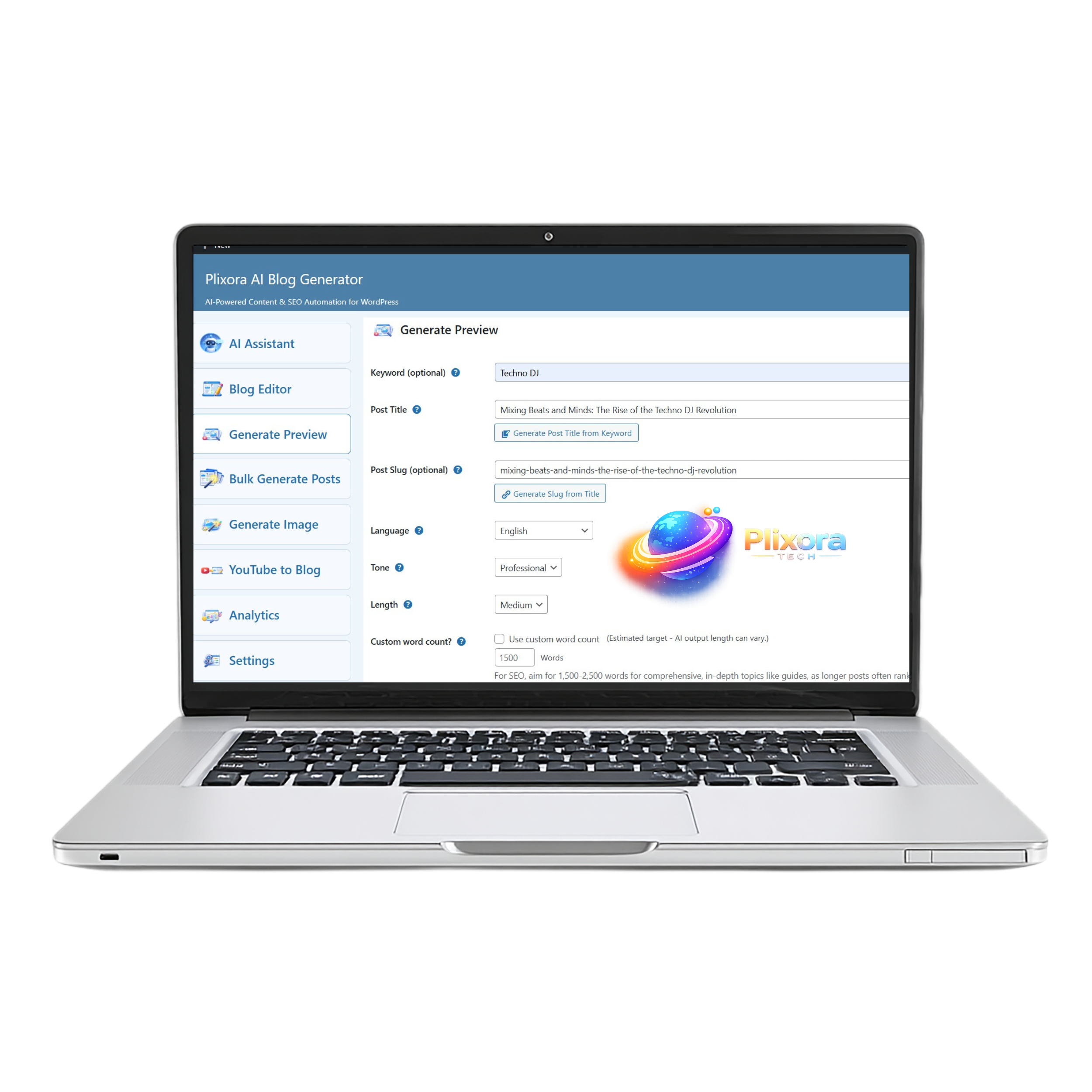 Plixora AI Blog Generator