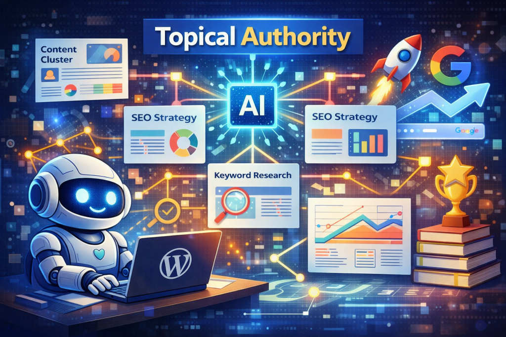 WordPress blog automation using AI for topical authority and rankings